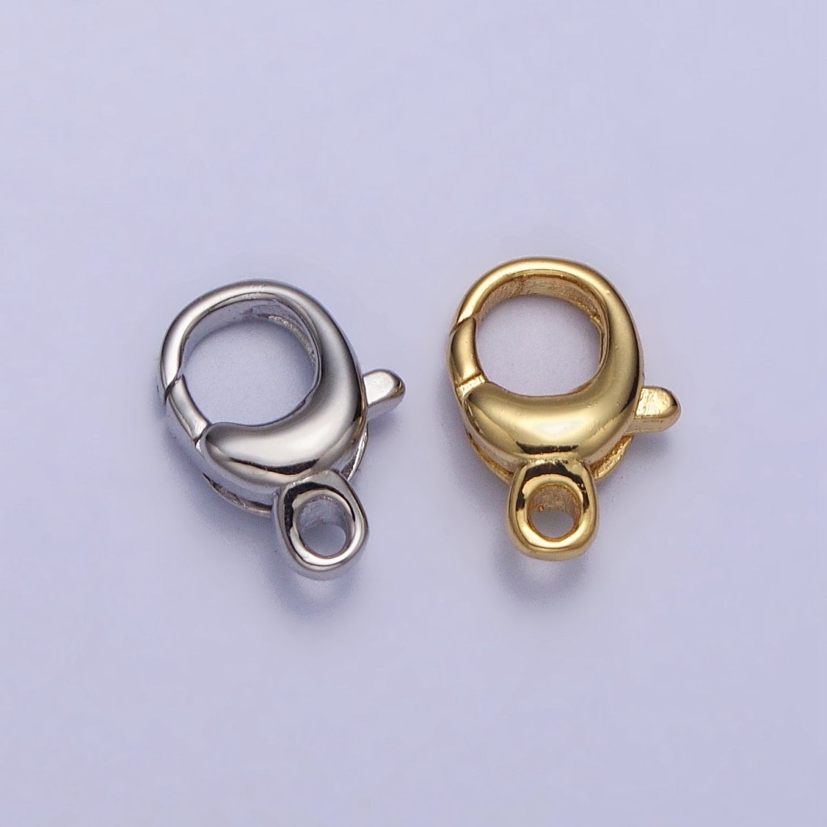 24K Gold Filled Rounded Oval Jewelry Lobster Clasps Closure Supply in Gold & Silver | Z-145 Z-146 - DLUXCA