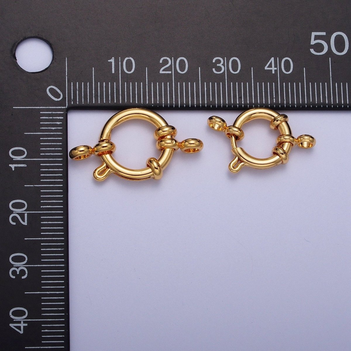 24K Gold Filled Sailor Clasps, Double Two Loops Large Spring Ring for Necklace Bracelet Finding L-900 L-901 - DLUXCA