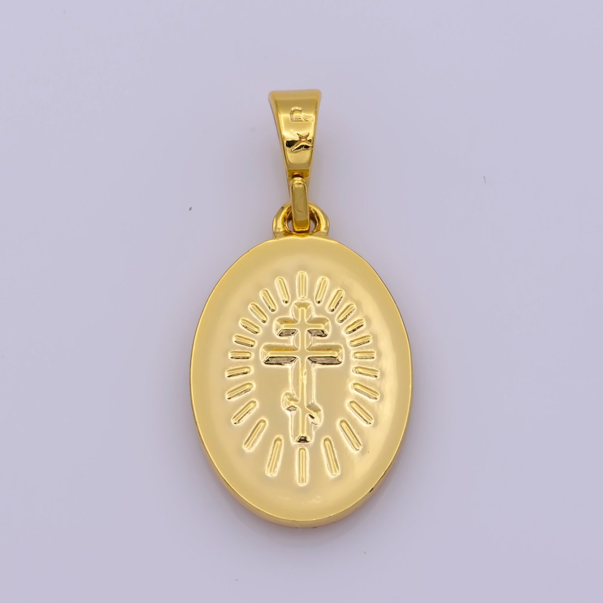 24k Gold Filled Saint Raphael Oval Pendant Double Sided Religious Charm N-1441 - DLUXCA