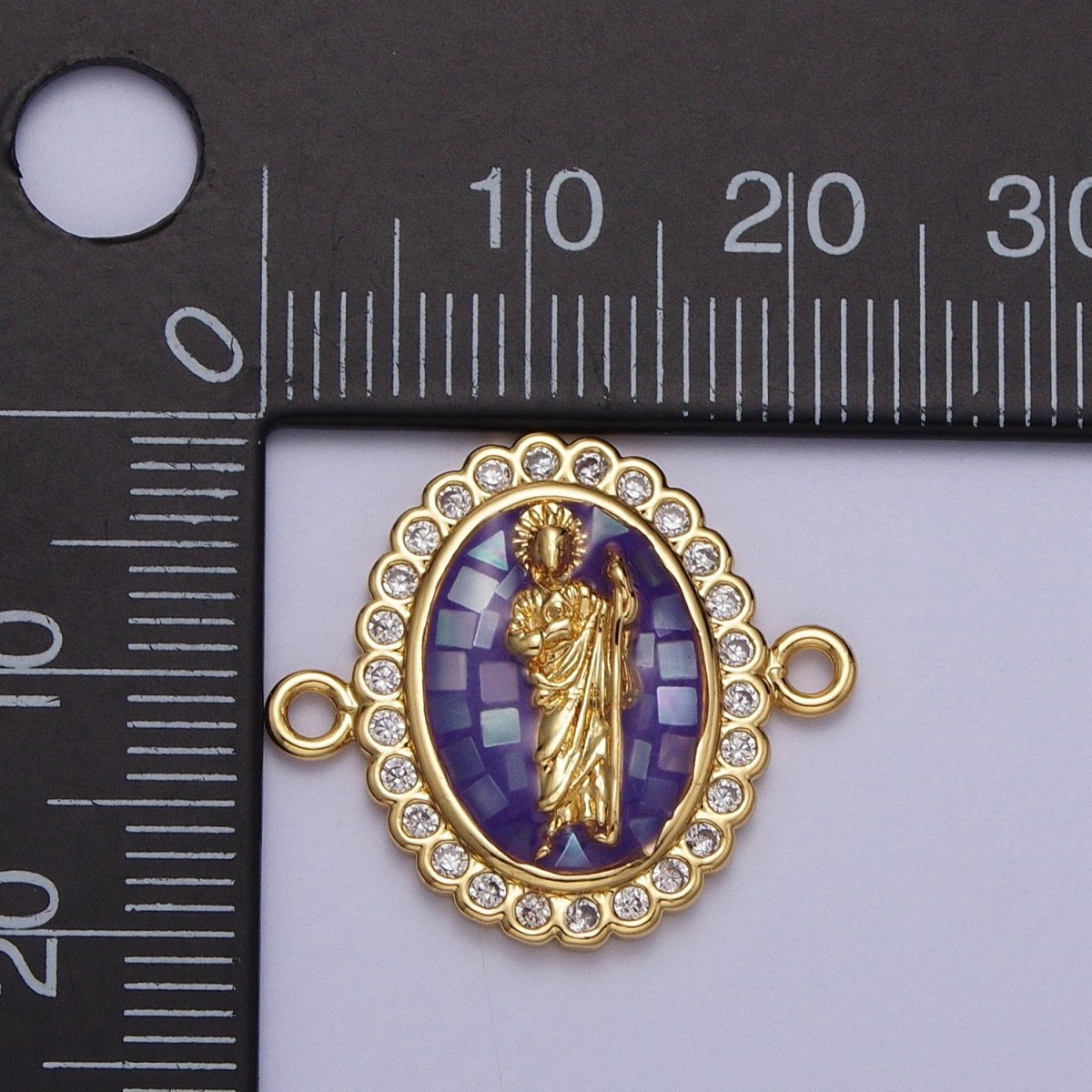 24K Gold Filled Saint St. Jude White, Pink, Purple Shell Opal Link Connector | Y-662 ~ Y-664 - DLUXCA