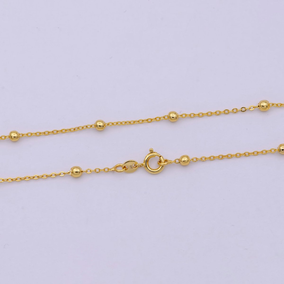 24K Gold Filled Satellite Chain Dainty Gold Ball Chain 18 Inches Ready To Wear Necklace w/ Lobster Clasps | WA-527 WA-528 Clearance Pricing - DLUXCA