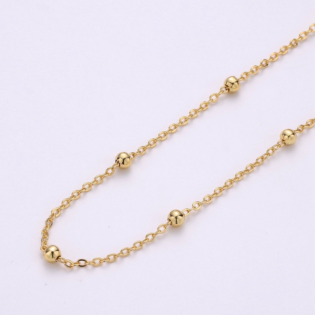 24K Gold Filled Satellite Chain - Gold Filled Beaded Chain - Satellite Chain by the Yard - BEAD Chain - Gold Rosary Chain | ROLL-139 - DLUXCA