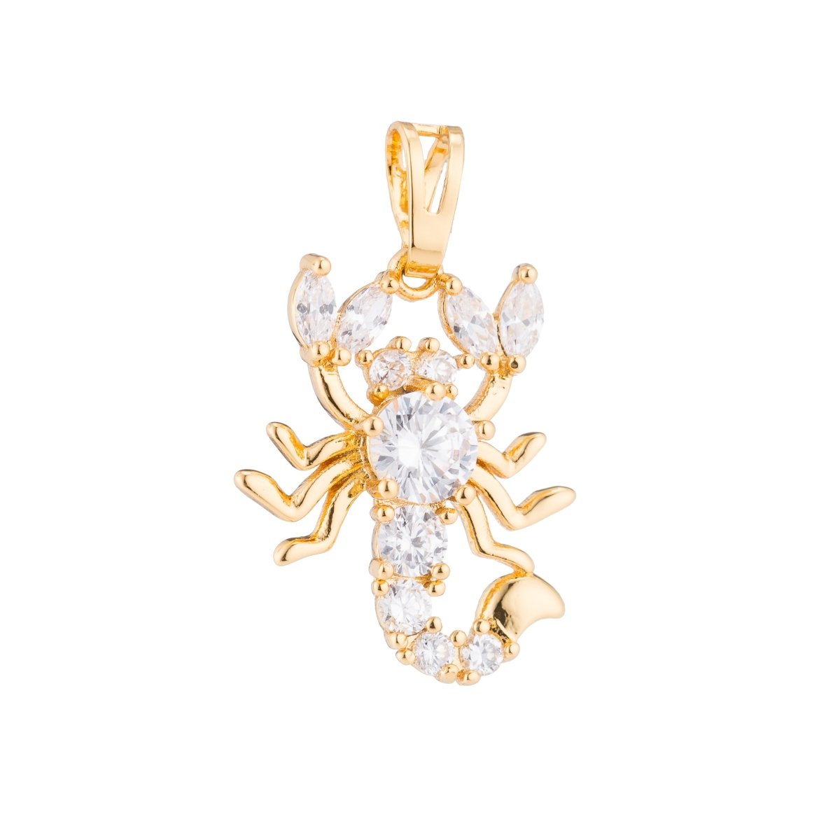 24k Gold Filled Scorpio Scorpion, Animal, Insect, Scorpio, Strong, DIY Cubic Zirconia Necklace Pendant Charm Findings for Jewelry Making H-185 - DLUXCA