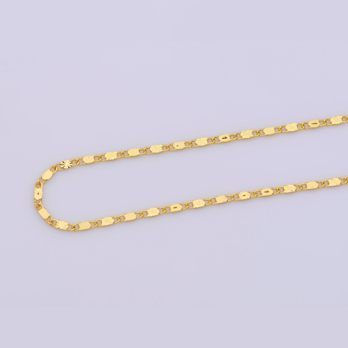 24K Gold Filled Scroll Chain Necklace, 17.7 inch Designed Finished Chain For Jewelry Necklace Making, Dainty 1.5mm Designed Necklace w/ Lobster Clasps | CN-776 Clearance Pricing - DLUXCA