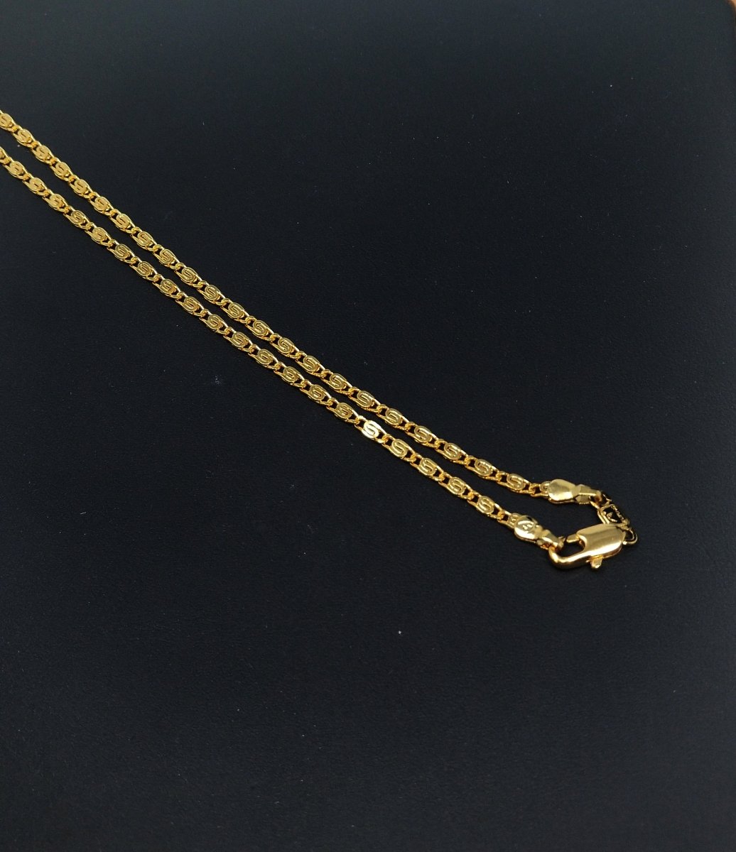 24K Gold Filled Scroll Snail Chain Necklace, 19.5 inch Snail Finished Chain Necklace For Jewelry Making, Dainty 2.2mm Snail Necklace w/ Lobster Clasps | CN-274 Clearance Pricing - DLUXCA
