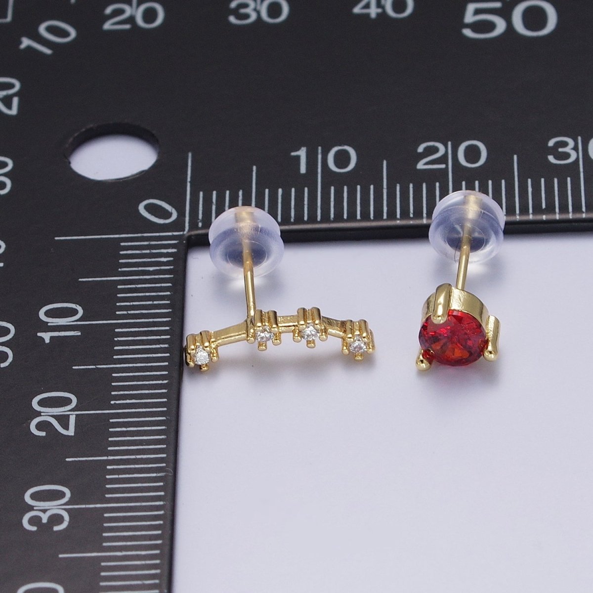 24K Gold Filled Set Birthstone & Astrology Zodiac Horoscope Constellation Cubic Zirconia Stud Earrings | Y-014~Y-025 - DLUXCA