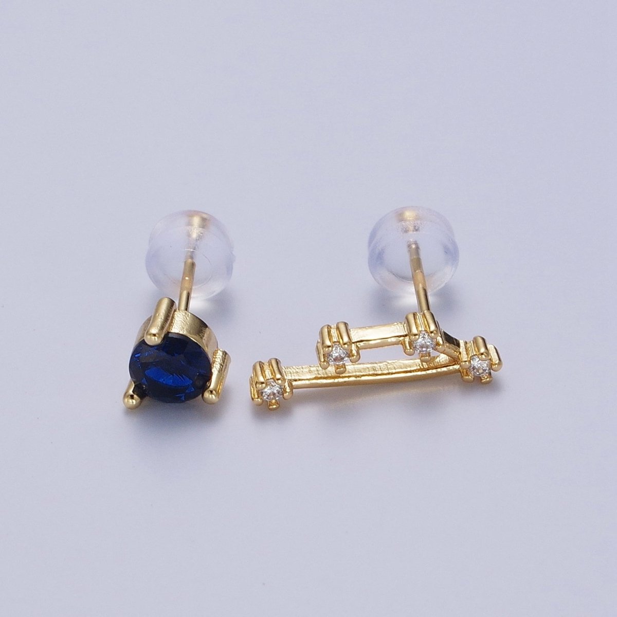 24K Gold Filled Set Birthstone & Astrology Zodiac Horoscope Constellation Cubic Zirconia Stud Earrings | Y-014~Y-025 - DLUXCA