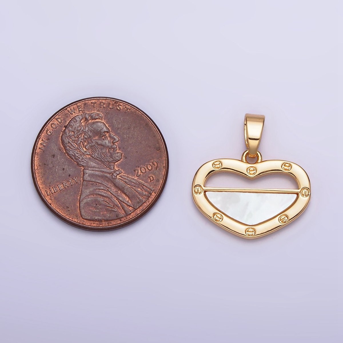 24K Gold Filled Shell Pearl Half Open Heart Screw Pendant in Gold & Silver | AA564 AA565 - DLUXCA