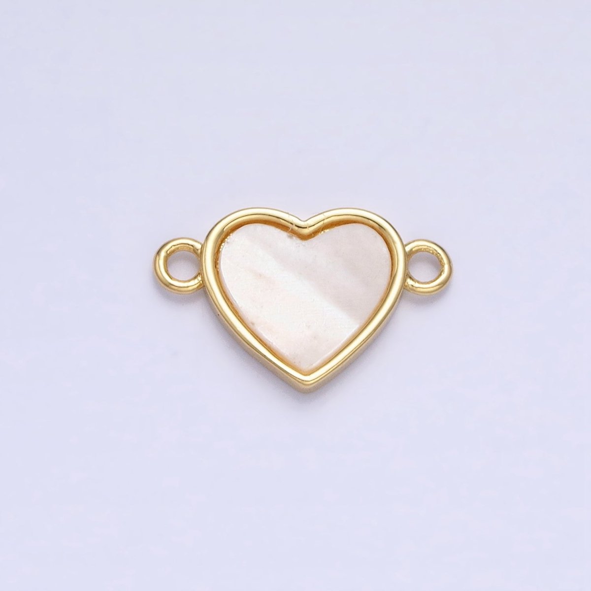 24K Gold Filled Shell Pearl Heart Valentine Jewelry Link Connector | AA-947 - DLUXCA