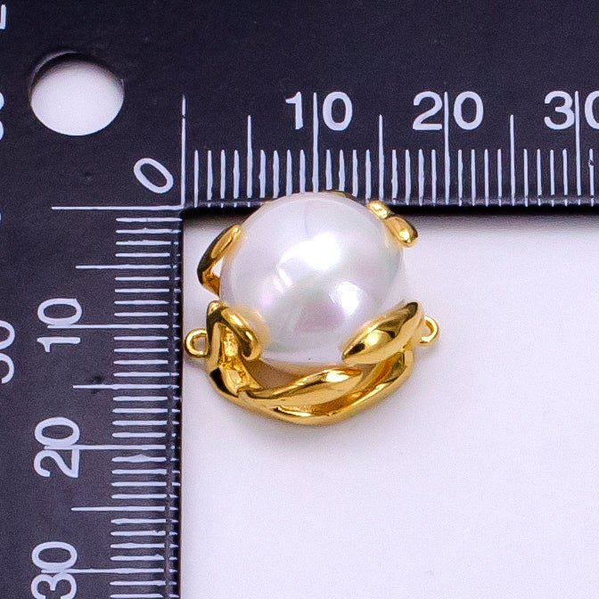 24K Gold Filled Shell Pearl Molten Drip Connector | G627 - DLUXCA