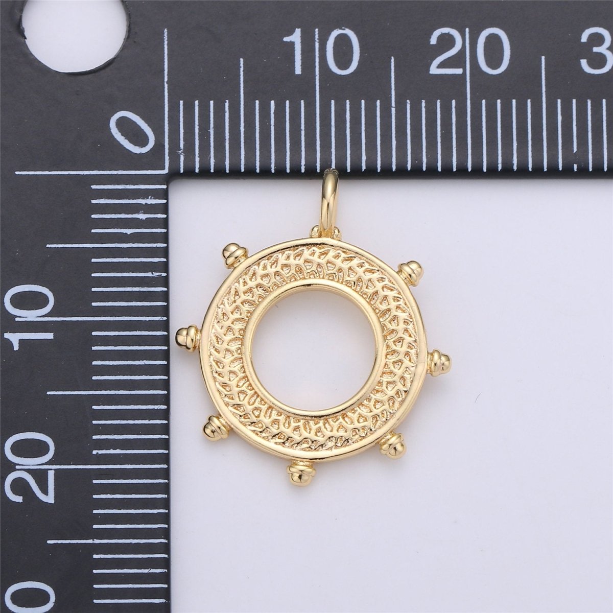 24k Gold Filled Ship Wheel Charms Helm Charms for Earring Bracelet Necklace Pendants Nautical Jewelry C-663 - DLUXCA