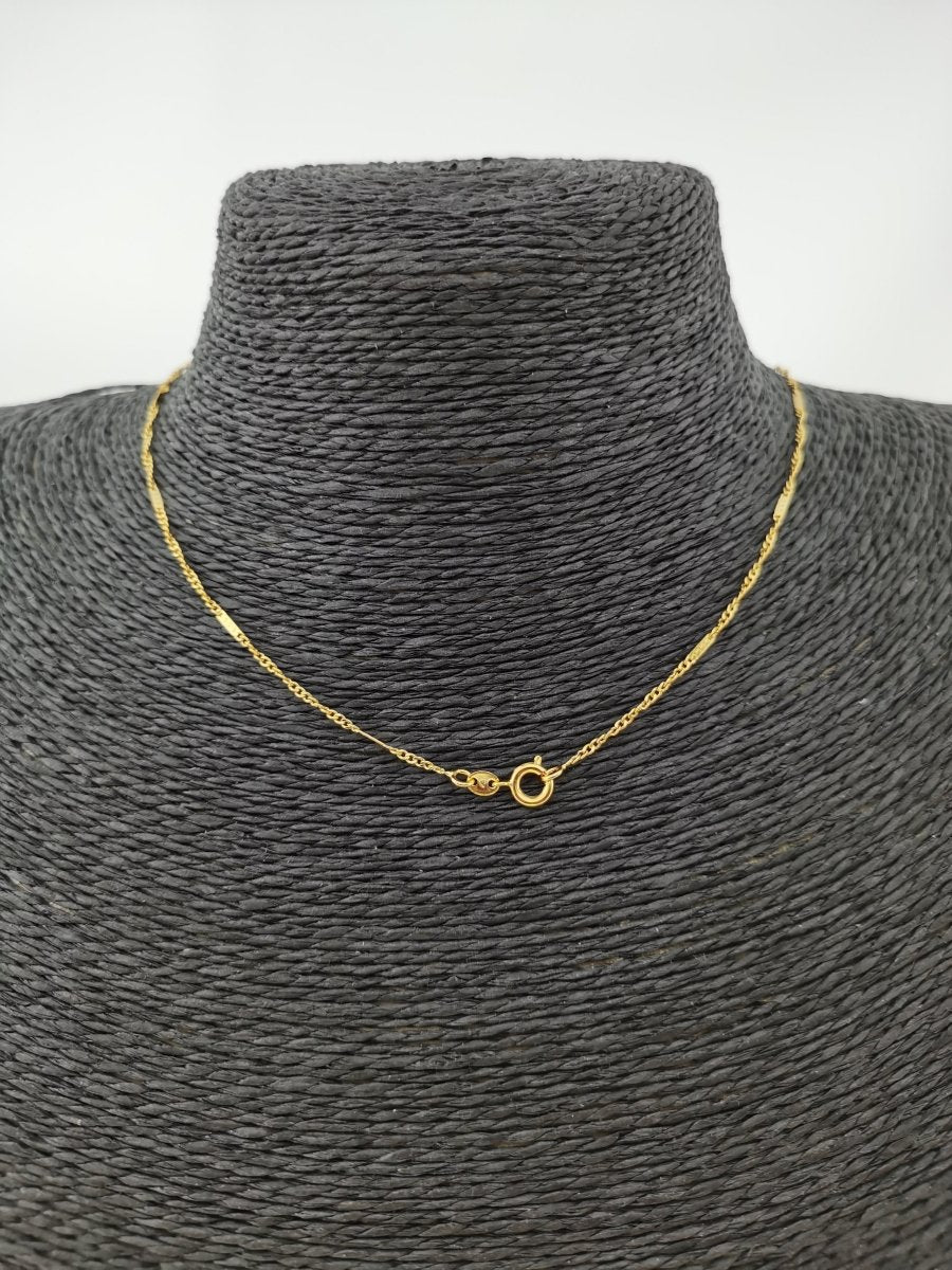24K Gold Filled Singapore Necklace Chain, 17.5 Inch Singapore Finished Necklace For Jewelry Making, Dainty 1.5mm Singapore Necklace w/ Spring Ring | CN-330 Clearance Pricing - DLUXCA