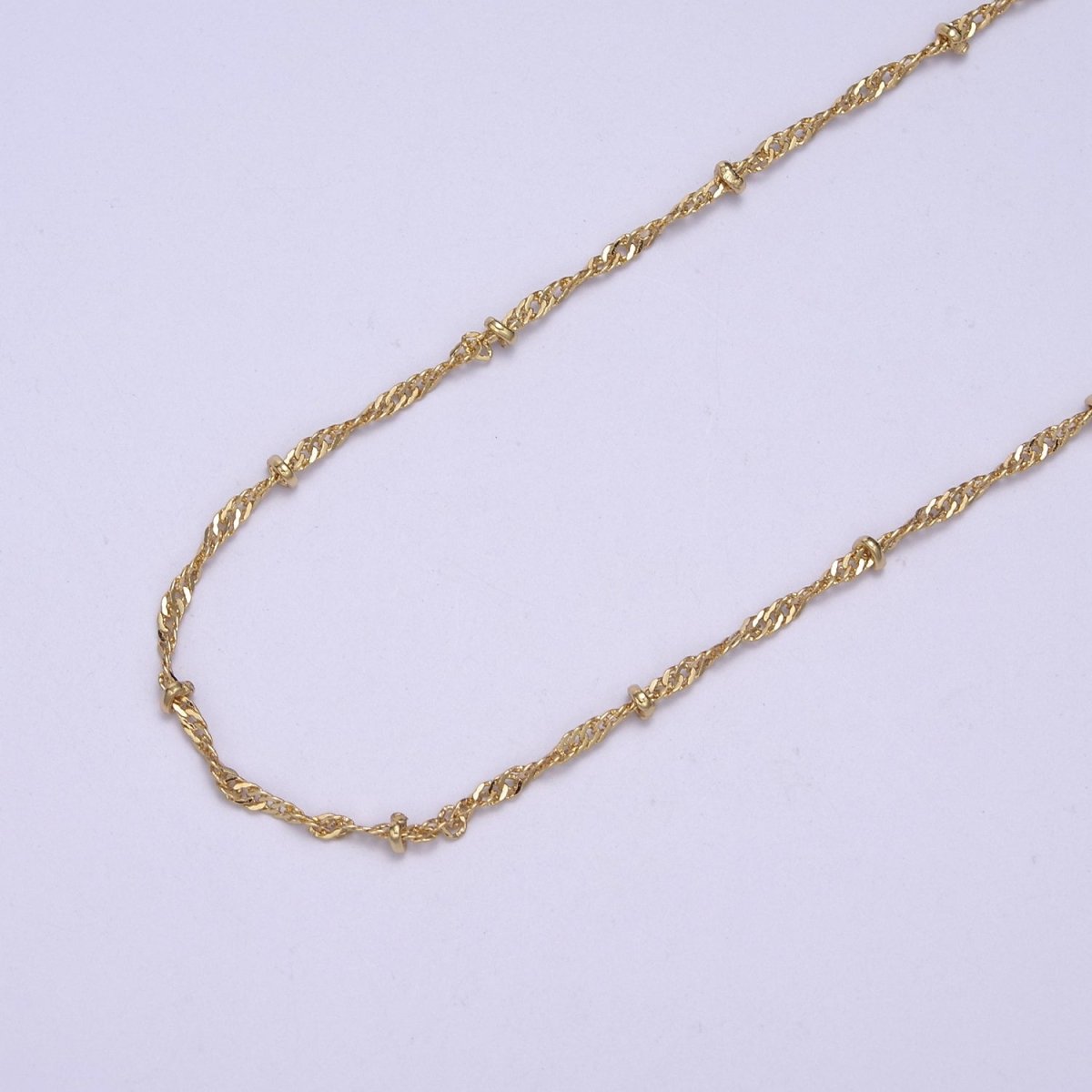 24K Gold Filled Singapore Satellite Bead Chain, 2.3mm Unfinished Chain by Yard For Jewelry Making Supply Component | ROLL-639, ROLL-640 Clearance Pricing - DLUXCA