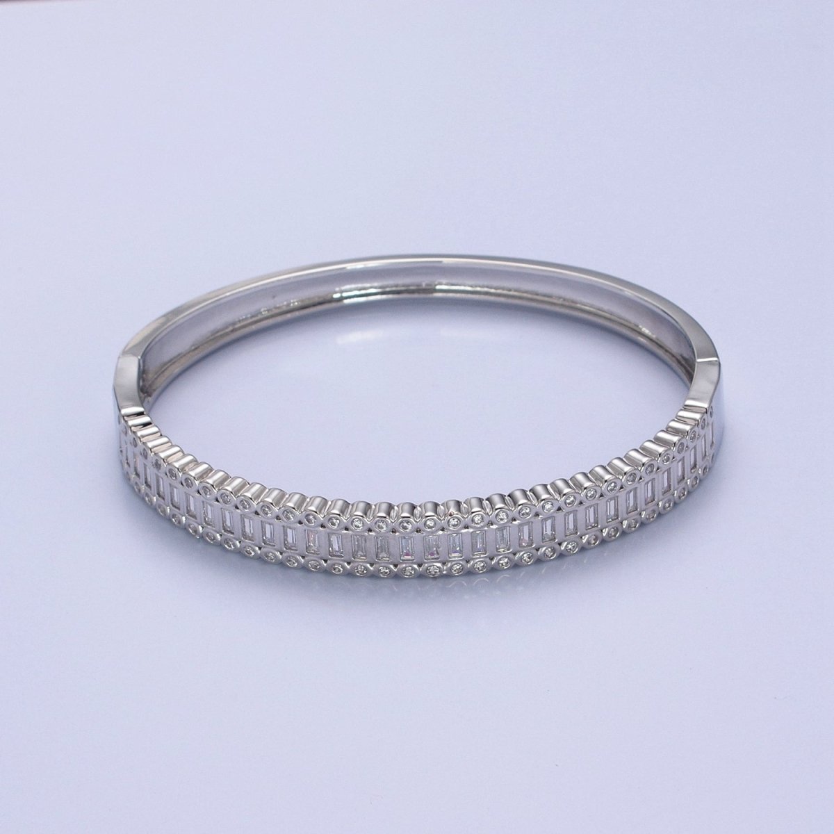 24K Gold Filled Slim Round CZ Stone Buckle Bangle Bracelet For Wholesale Bangles & Jewelry | WA-953 WA-954 Clearance Pricing - DLUXCA
