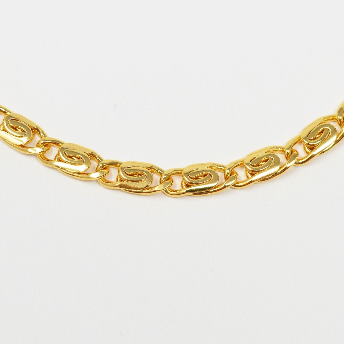 24K Gold Filled Snail Scroll Chain Finished Necklace - 20 Inches Yellow Gold Snail Chain Bold 4.5mm w/ Lobster Clasps | CN-999 Clearance Pricing - DLUXCA