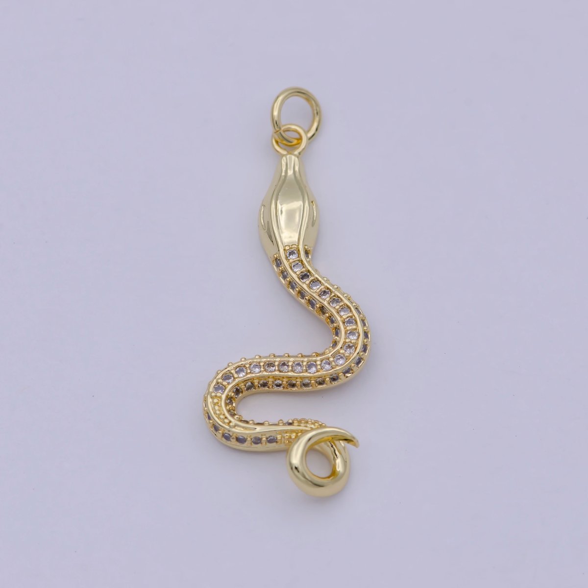 24K Gold Filled Snake Charms 3D Gold Snake Pendant -Micro Pave Snake Charms Cubic Snake Pendant for Necklace SupplyC-300 - DLUXCA