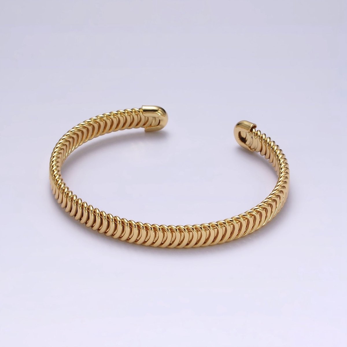 24K Gold Filled Snake Pattern Textured Cuff Bangle Bracelet in Silver & Gold | WA-1914 WA-1915 Clearance Pricing - DLUXCA