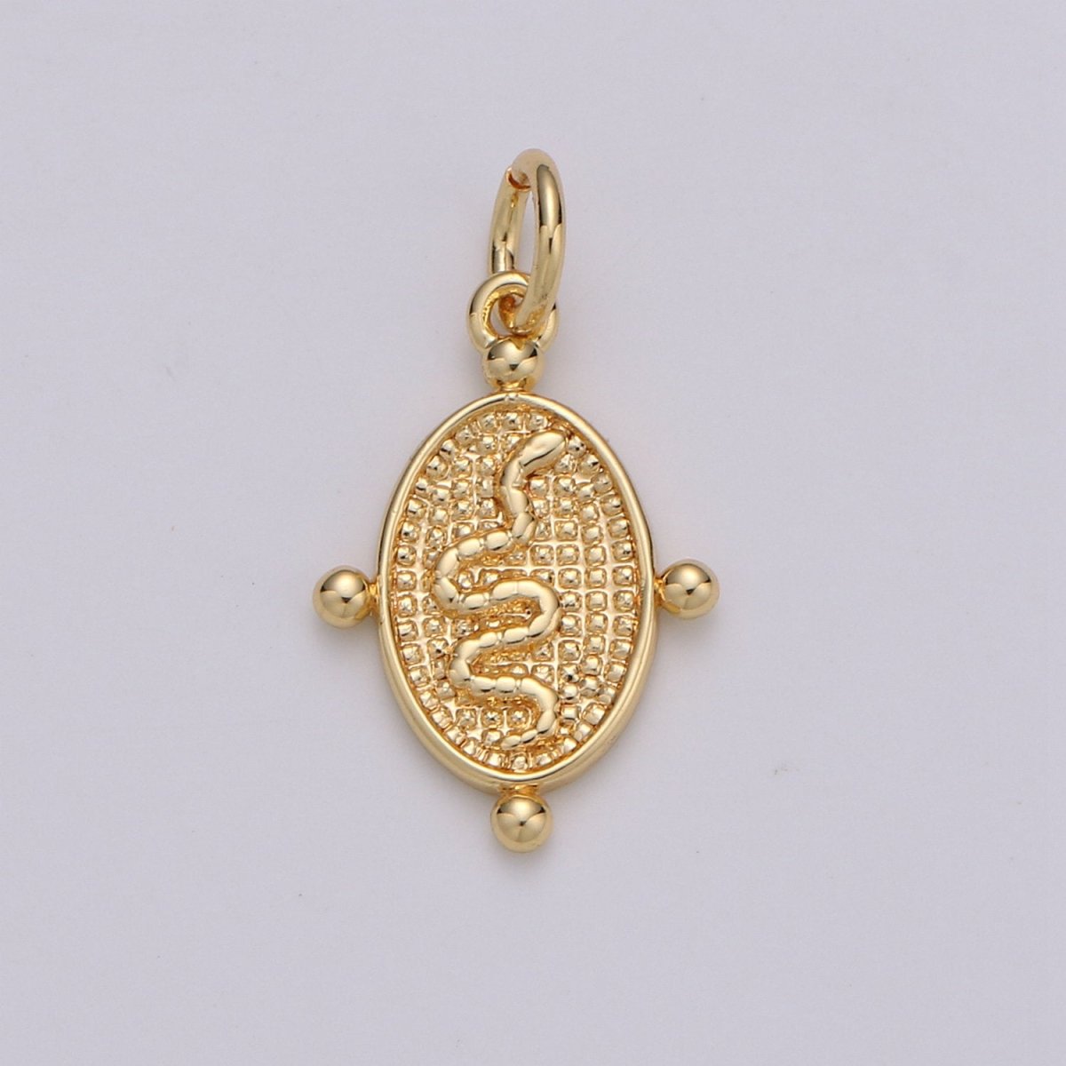 24k Gold Filled Snake Pendant Charm, Dainty Oval Pendant Charm, Gold Filled Pendant Silver Serepent Charm For DIY Jewelry D-435 D-436 - DLUXCA