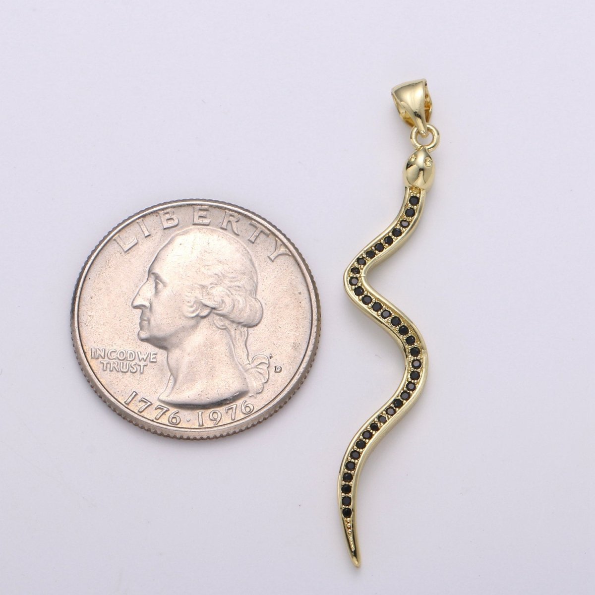 24K Gold Filled Snake Pendant, Gold Snake Charm Micro Pave Pendant Serpent Jewelry for Necklace Component I-780 - DLUXCA