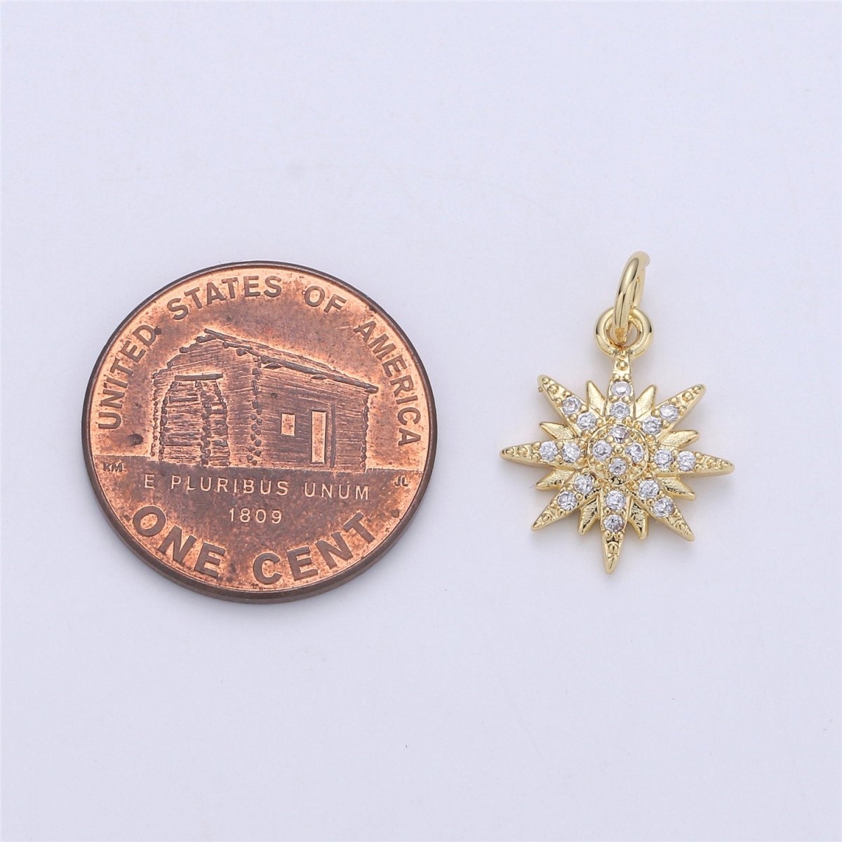 24K Gold filled Snowflake Snow Crystal Dainty Charm with Micro Pave Cubic Zirconia CZ Stone for Necklace or Bracelet,C-901 - DLUXCA