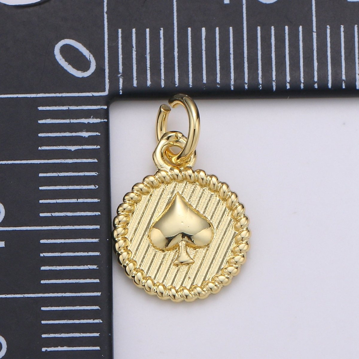 24K Gold Filled Spade Coin Charm D-910 - DLUXCA