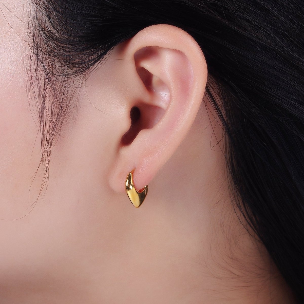 24K Gold Filled Sphere Triangle Dome Huggie Earrings | AE1010 - DLUXCA