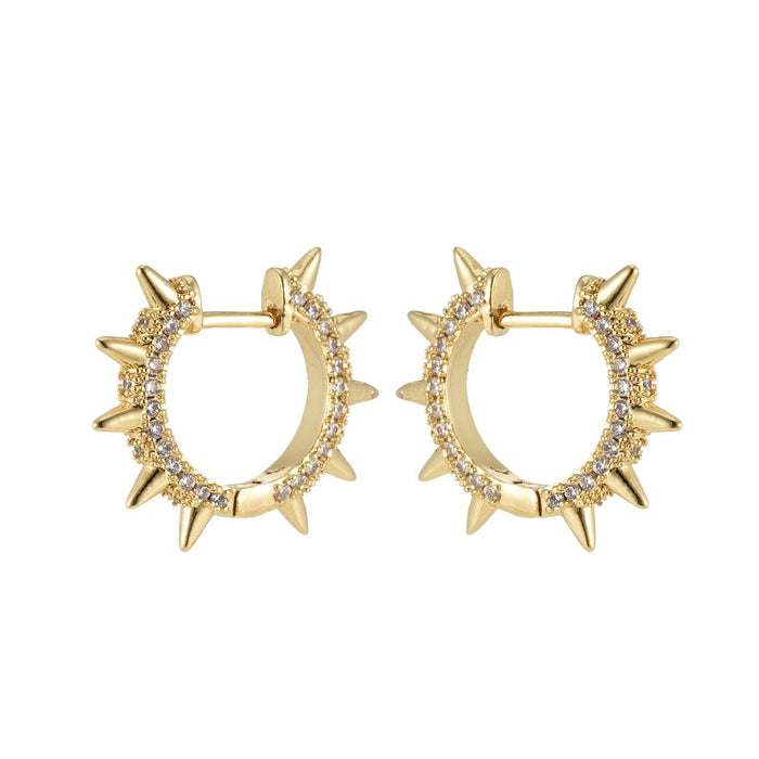 Home All products 24k Gold Filled Spike Hoops, Studded ...