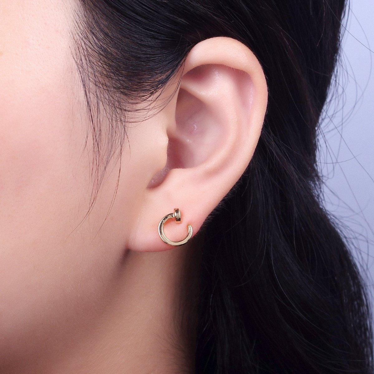 24K Gold Filled Spiral Nail Stud Earrings | Y-101 - DLUXCA