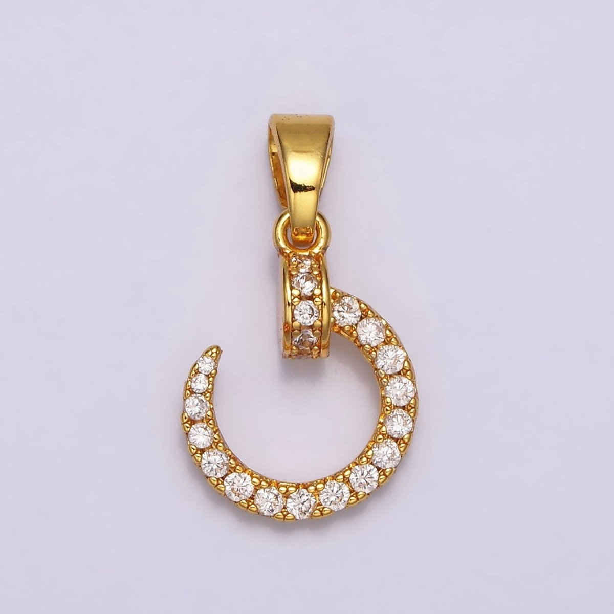 24K Gold Filled Spiral Needle Nail Micro Paved CZ Pendant in Gold & Silver | AA475 AA476 - DLUXCA