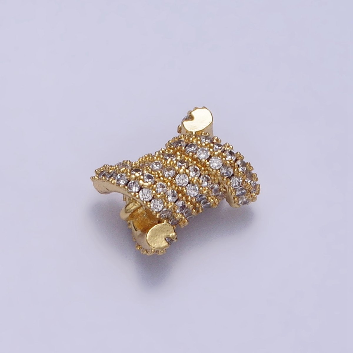 24K Gold Filled Spiral Tube Clear Micro Paved CZ Connector in Gold & Silver | AA808 AA809 - DLUXCA