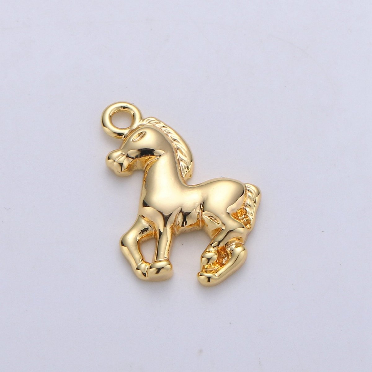 24K Gold Filled Stallion Horse Dainty Charm Beautiful Animal for Necklace or Bracelet C-892 - DLUXCA