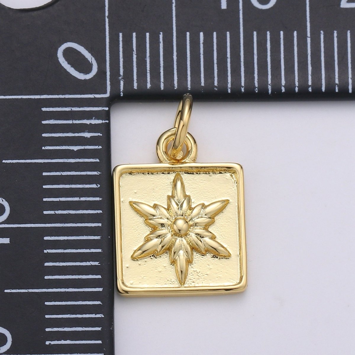 24K Gold Filled Star Square Charm D-913 - DLUXCA