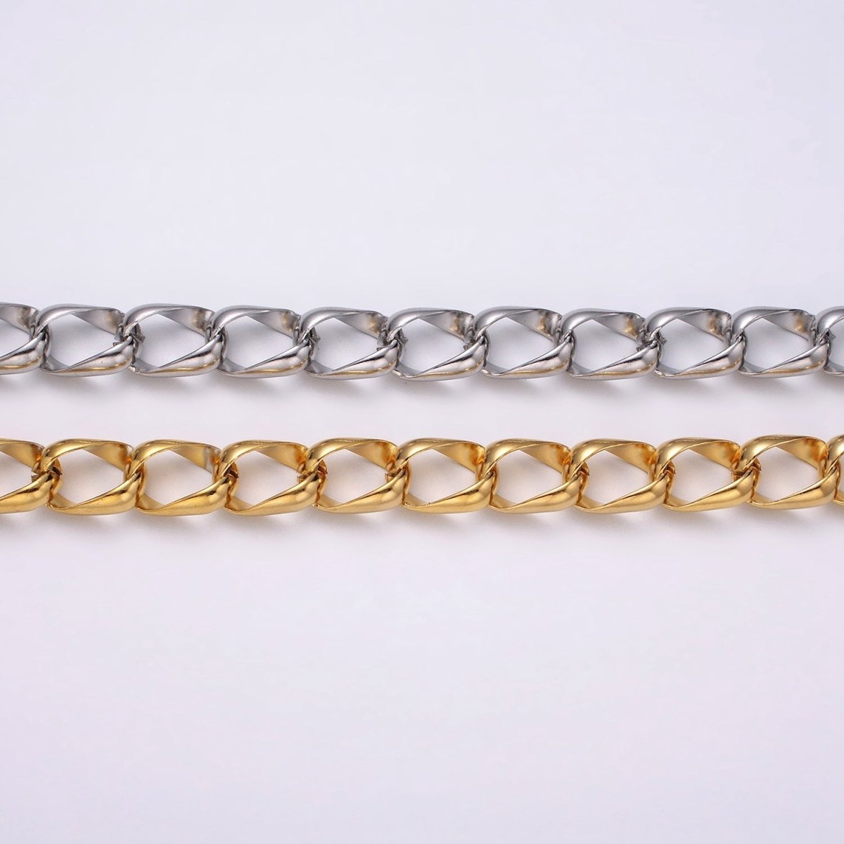 24k Gold Filled Statement Chunky Chain 10.7mm Cable Chain Link Unfinished Yard Chain in Gold & Silver | ROLL-1324 ROLL-1325 Clearance Pricing - DLUXCA