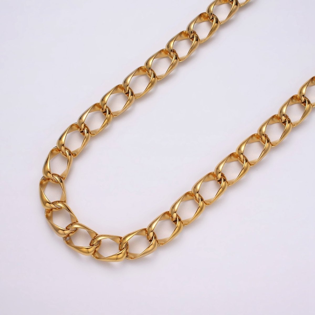 24k Gold Filled Statement Chunky Chain 10.7mm Cable Chain Link Unfinished Yard Chain in Gold & Silver | ROLL-1324 ROLL-1325 Clearance Pricing - DLUXCA