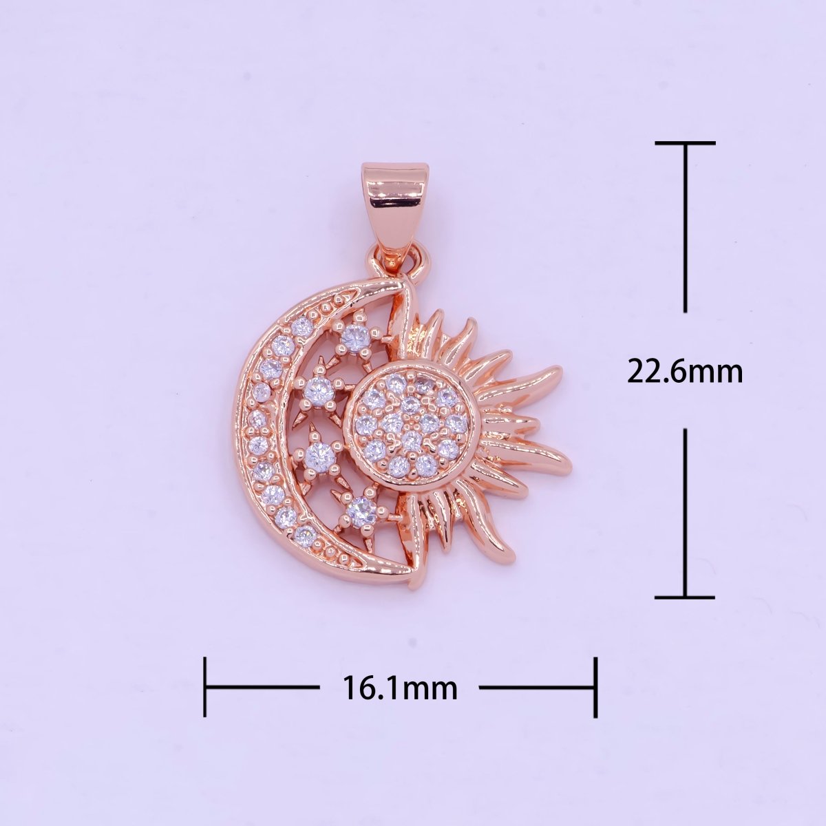 24K Gold Filled Sun and Moon Charm- Micro Pave Celestial Sunshine Charm, Crescent Moon, Sun ray Pendant for Necklace Earring Supply I-912 X-457 X-459 - DLUXCA