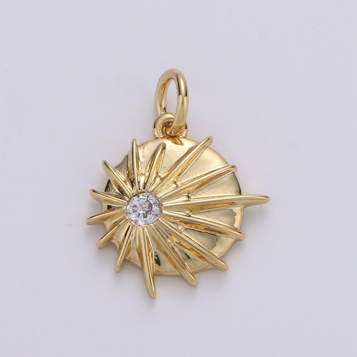 24k Gold Filled Sun Charm Pendant, Dainty Celestial Pendant CZ SunBurst Necklace Earring Charm Bohmeian Boho Jewelry Supply D-213 - DLUXCA