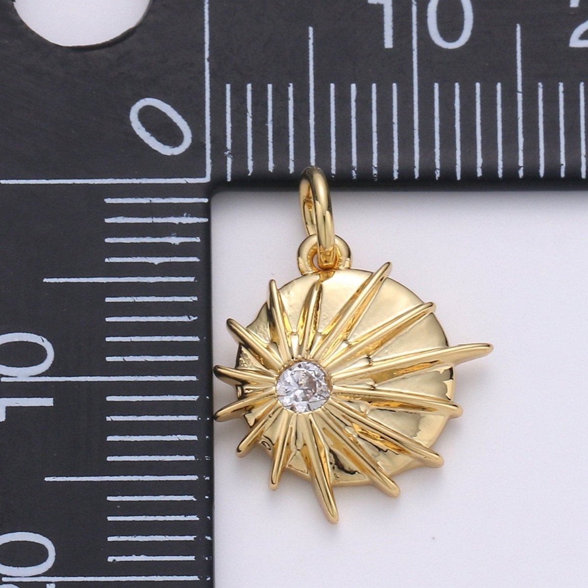 24k Gold Filled Sun Charm Pendant, Dainty Celestial Pendant CZ SunBurst Necklace Earring Charm Bohmeian Boho Jewelry Supply D-213 - DLUXCA