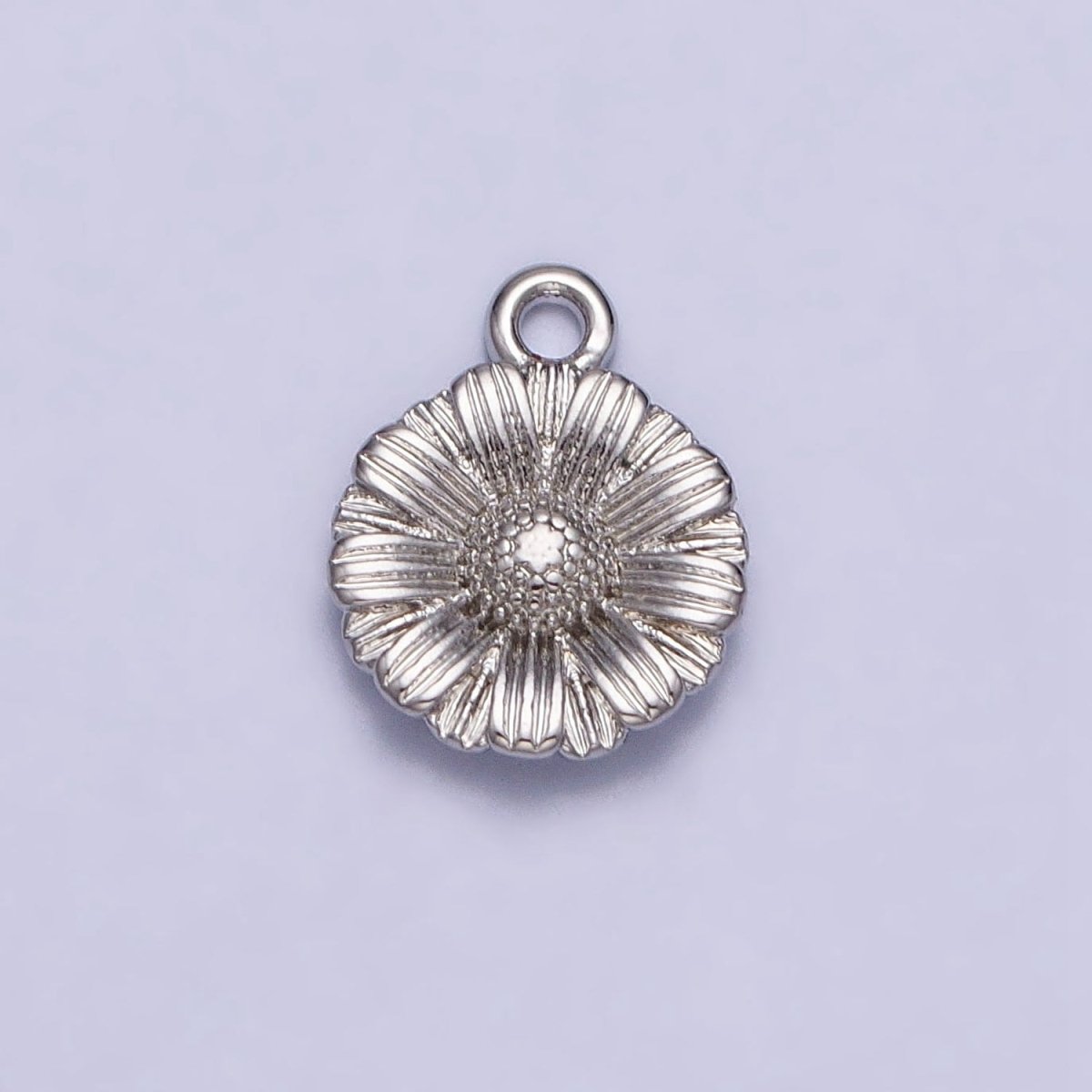 24K Gold Filled Sunflower Nature Line-Textured Round Add-On Charm in Gold & Silver | AC339 AC340 - DLUXCA