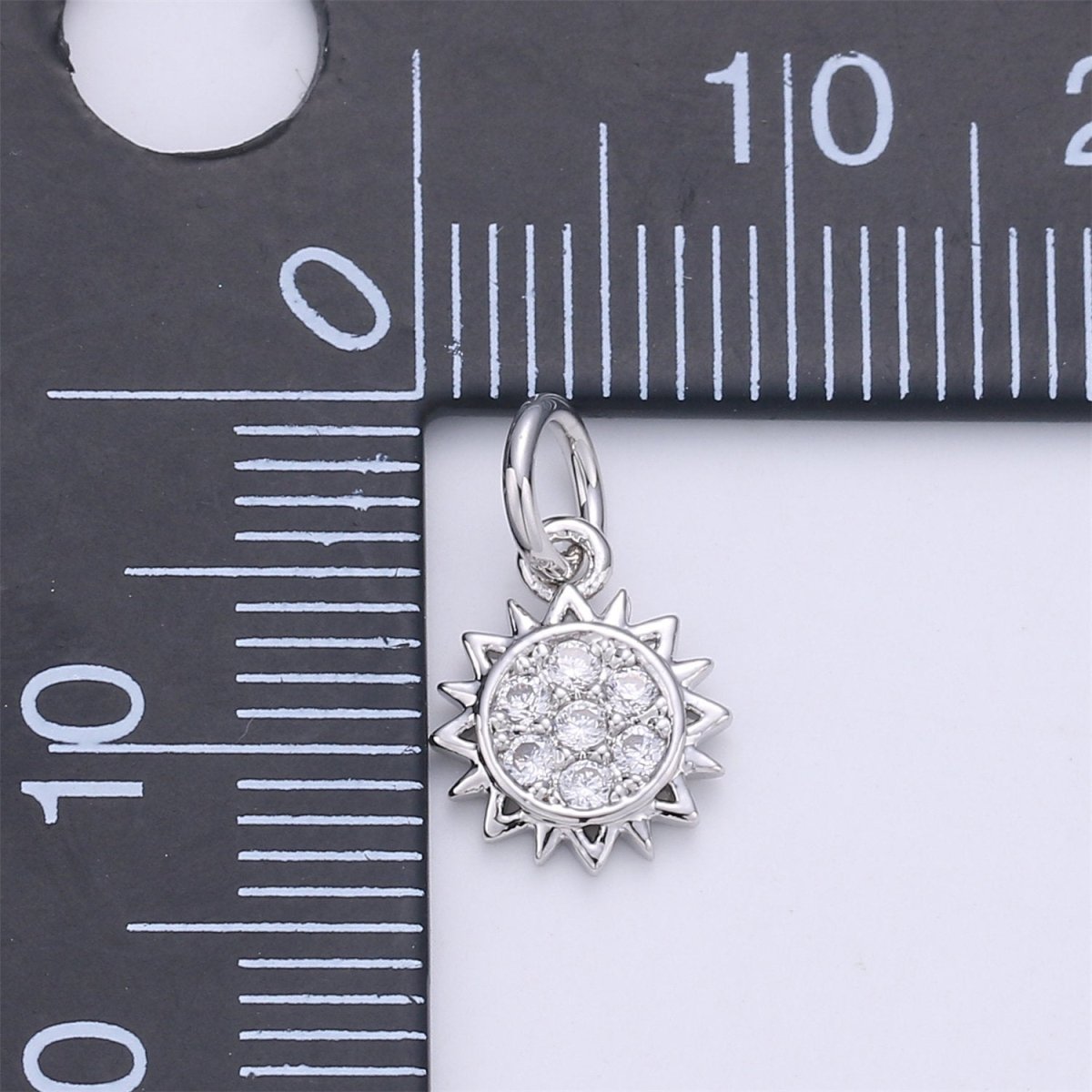 24K Gold Filled Sunflower Sun Flower Charm with Micro Pave Cubic Zirconia CZ Stone for Necklace Bracelet or Earrings, C-894 - DLUXCA