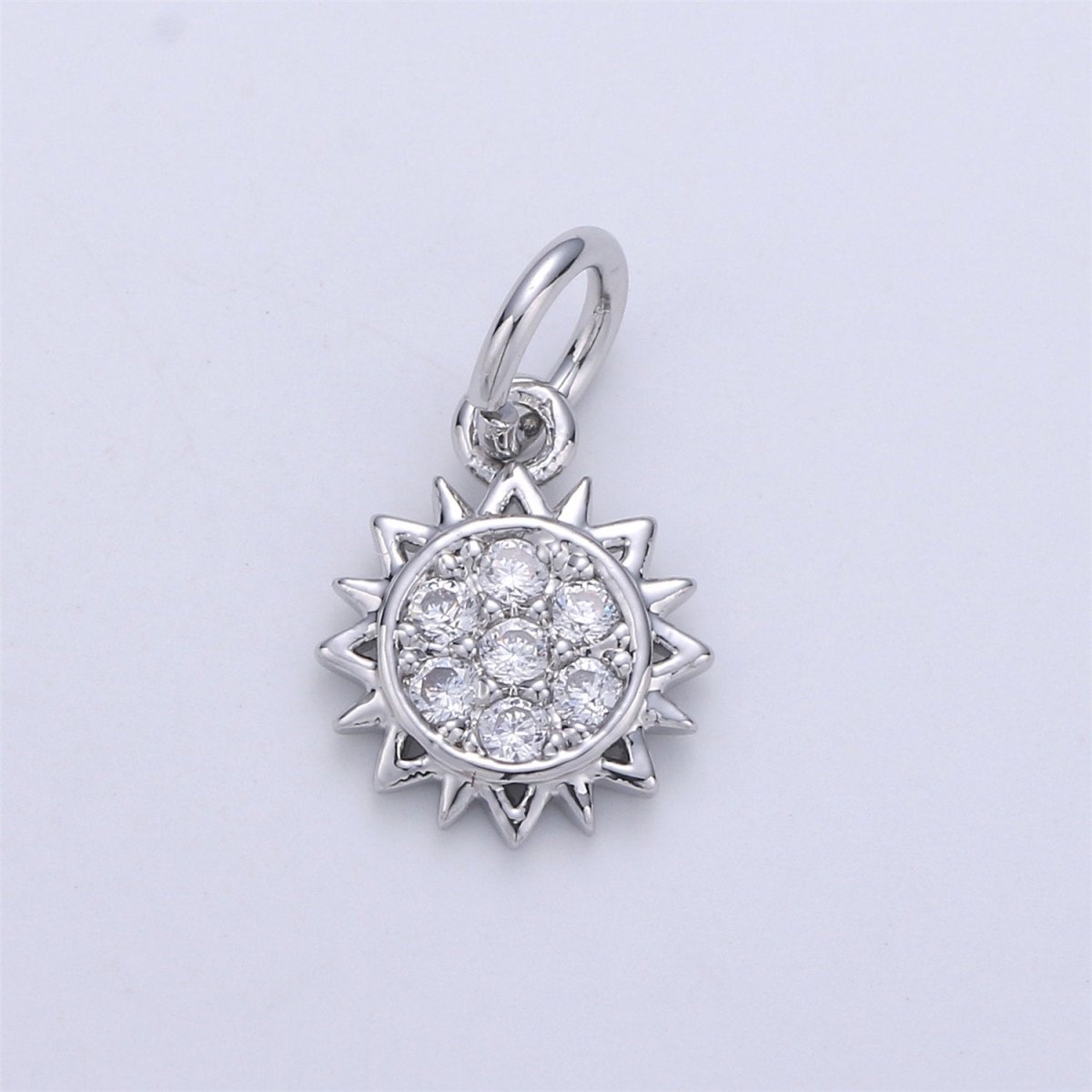 24K Gold Filled Sunflower Sun Flower Charm with Micro Pave Cubic Zirconia CZ Stone for Necklace Bracelet or Earrings, C-894 - DLUXCA