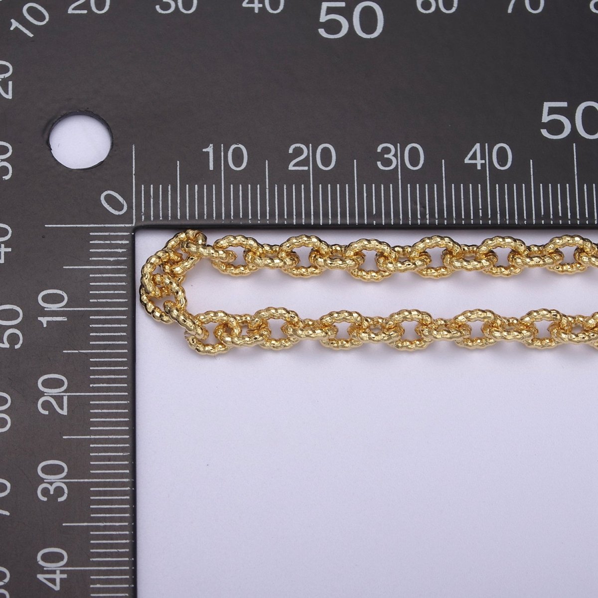 24K Gold Filled Textured Cable Chain, 6.5X5mm Unfinished Unique Chain in Gold & Silver For Jewelry Making | ROLL-668, ROLL-669 Clearance Pricing - DLUXCA