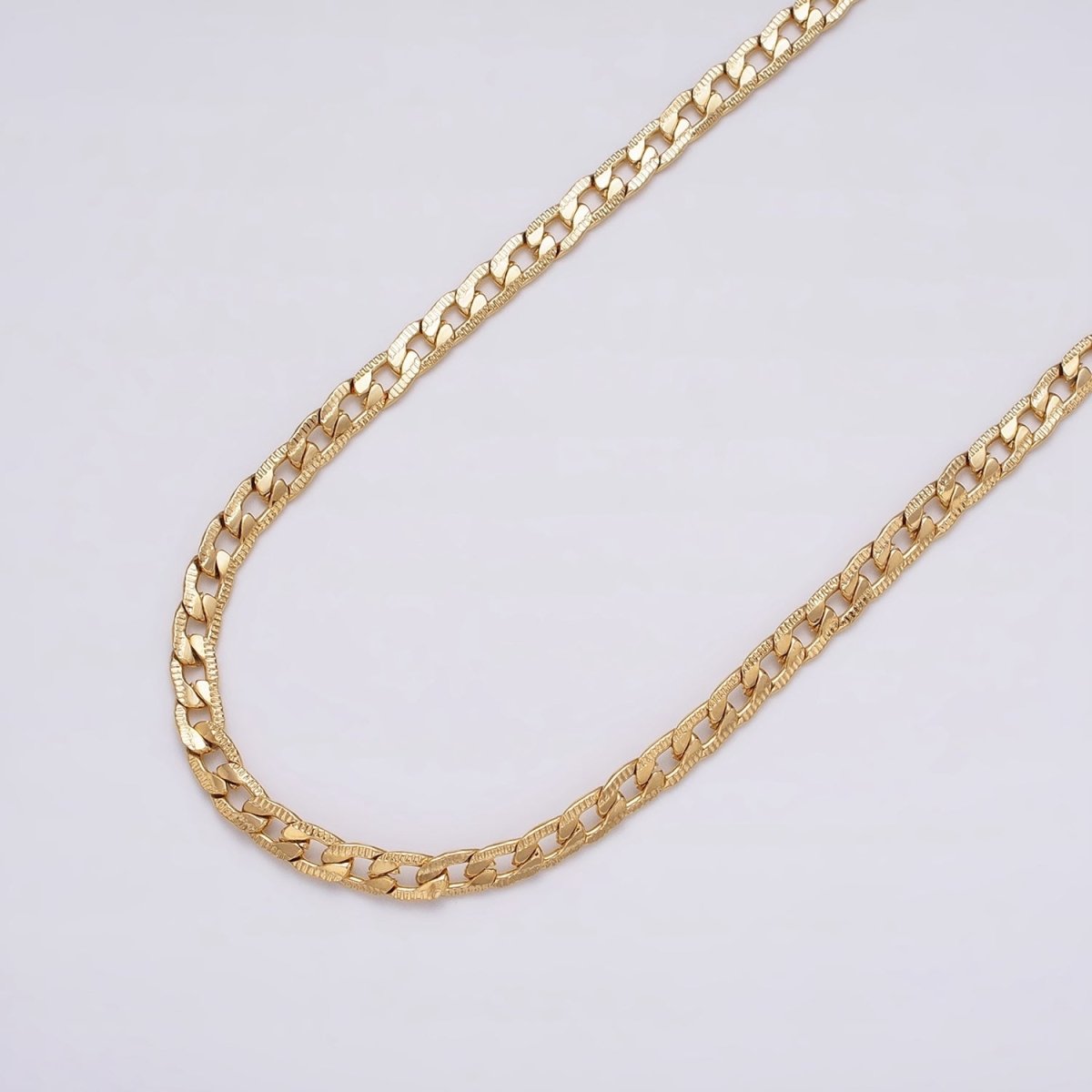 24K Gold Filled Textured Curb Chain in Gold or Silver Curb Link Unfinished Chain by Yard | ROLL-1291 ROLL-1292 Clearance Pricing - DLUXCA