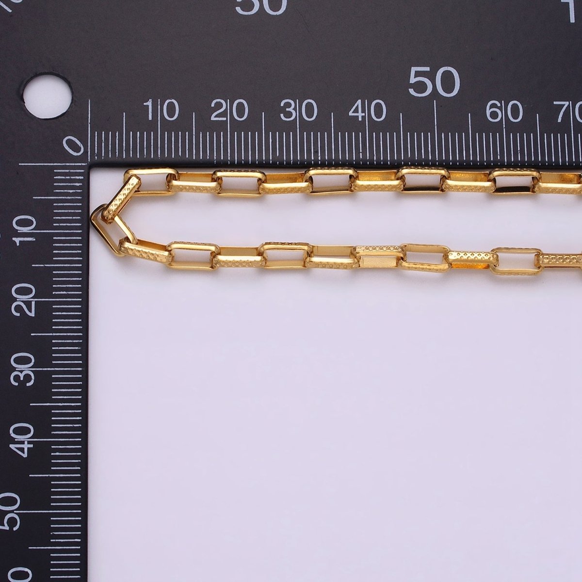 24K Gold Filled Textured Elongated PaperClip Chain Box Cable Chain by yard Wholesale Chain for Jewelry making | ROLL-1275 ROLL-1276 Clearance Pricing - DLUXCA