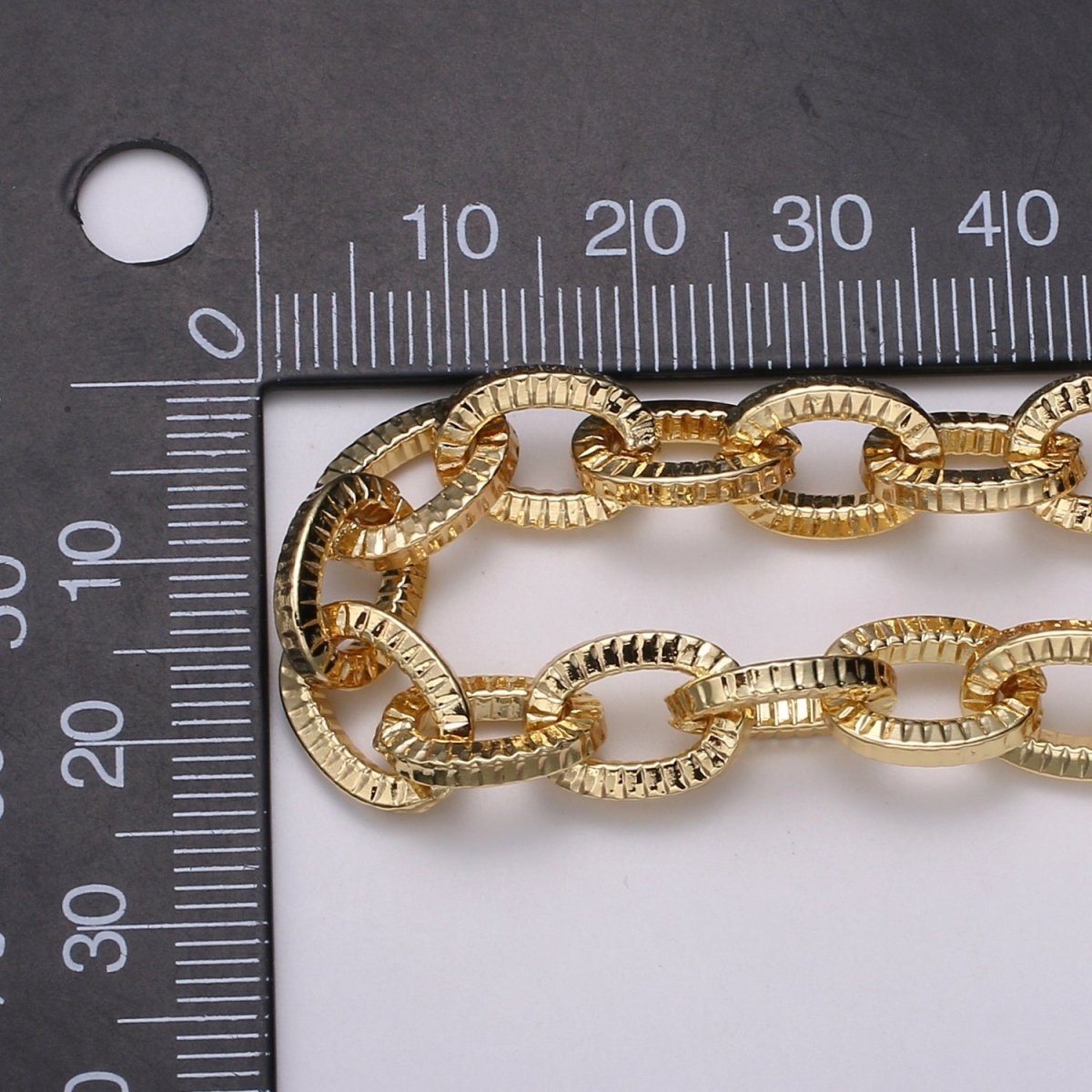 24K Gold Filled Textured Oval Gold ROLO CABLE Chain by the yard of Thick Cable chain 2mm thickness | ROLL-462 Clearance Pricing - DLUXCA