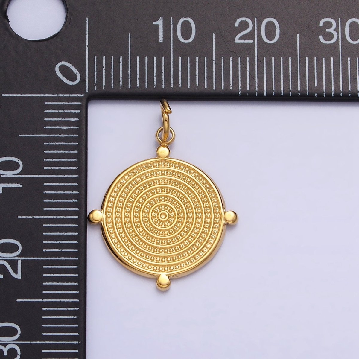 24K Gold Filled Textured Round Dotted Outline Charm in Gold & Silver | AC593 AC594 - DLUXCA