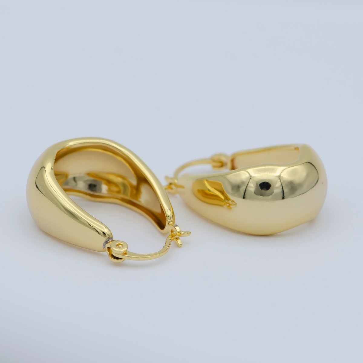 24k Gold Filled Thick Hoops - Gold Thick Hoop Earrings - Chunky Thick Hoops - Light Weight Hoops Dome Earring P-264 - DLUXCA