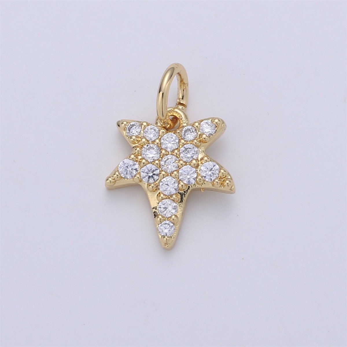 24K Gold filled Tiny Falling Star Dainty Charm with Micro Pave Cubic Zirconia CZ Stone for Necklace or Bracelet, C-905 - DLUXCA