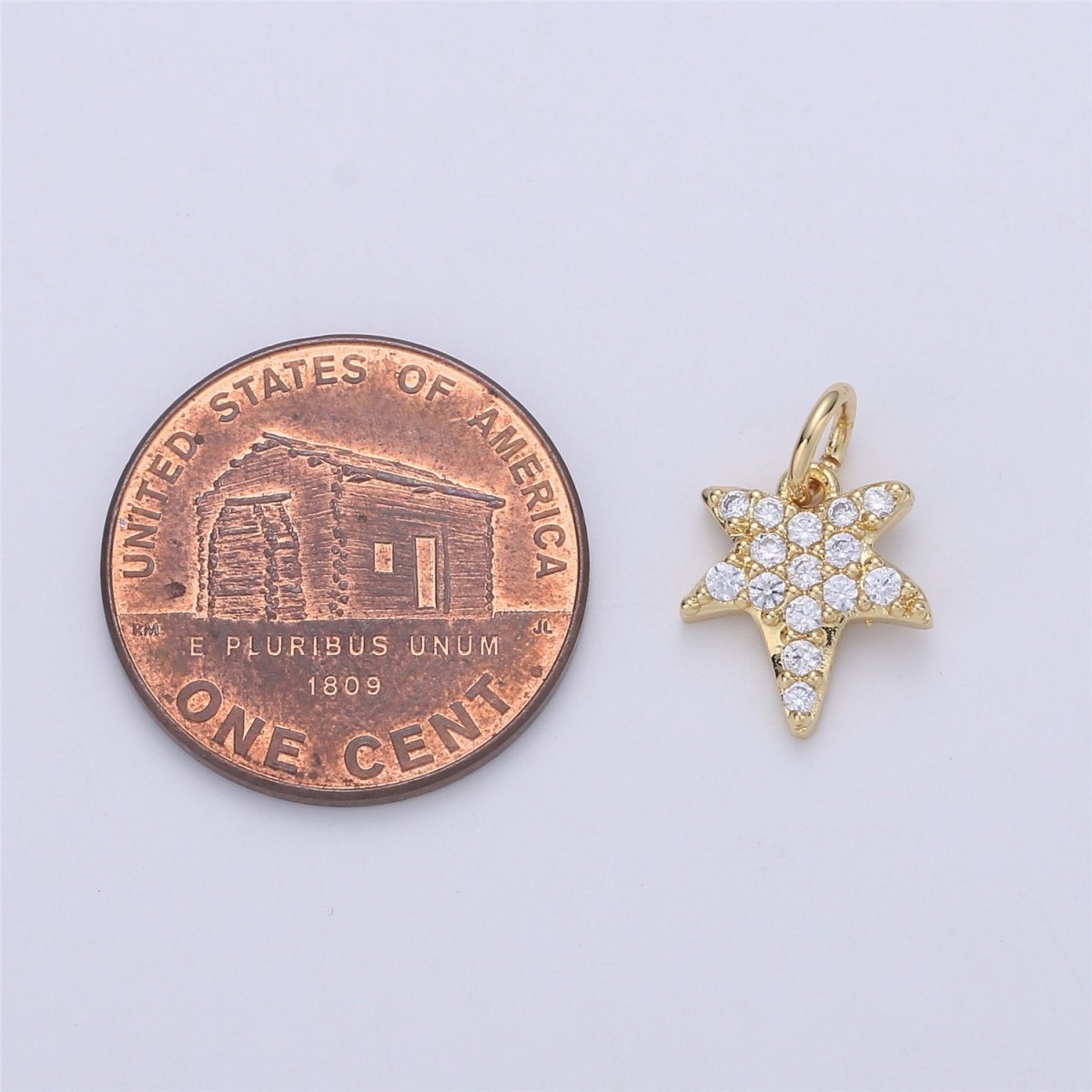 24K Gold filled Tiny Falling Star Dainty Charm with Micro Pave Cubic Zirconia CZ Stone for Necklace or Bracelet, C-905 - DLUXCA