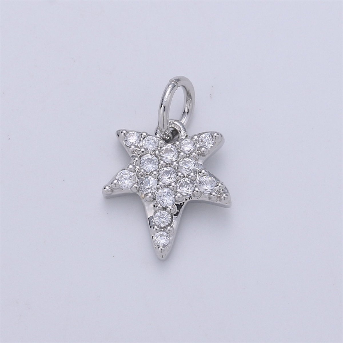 24K Gold filled Tiny Falling Star Dainty Charm with Micro Pave Cubic Zirconia CZ Stone for Necklace or Bracelet, C-905 - DLUXCA