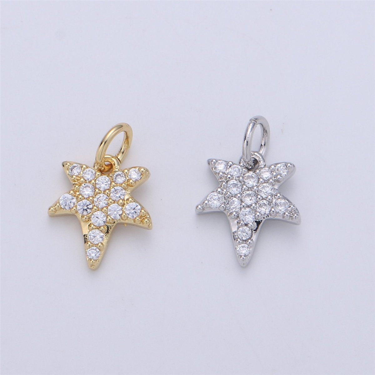 24K Gold filled Tiny Falling Star Dainty Charm with Micro Pave Cubic Zirconia CZ Stone for Necklace or Bracelet, C-905 - DLUXCA